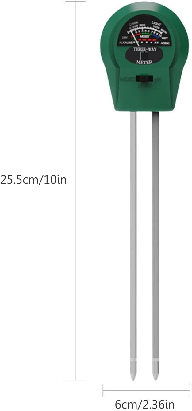 Z/C Soil pH Meter | Soil Tester for Light, pH, Moisture | Multifunctional Soil Meter, Soil Sensor for Plant Lawn Garden Care, Soil Thermometer for Gardening