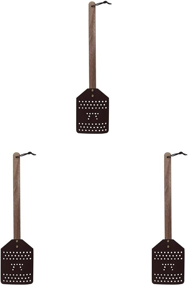 Outset 76616 Acacia Wood and Leather Amish-Style Fly Swatter, 17.5", Brown