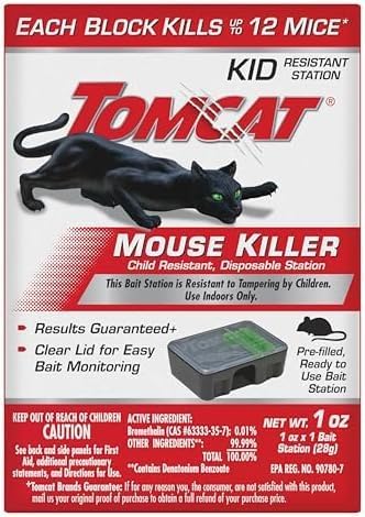 Tomcat Mouse Killer Child Resistant, Disposable Station, 2 Pre-Filled Ready-To-Use Bait Stations