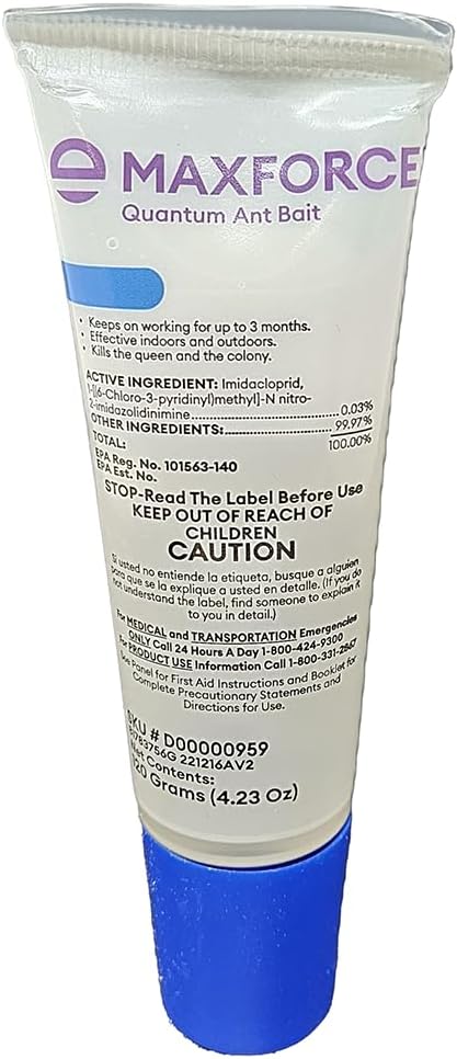 Maxforce Quantum 0.03% Imidacloprid Ant Control Liquid Bait with 10 stations, 120 Gram Bottle