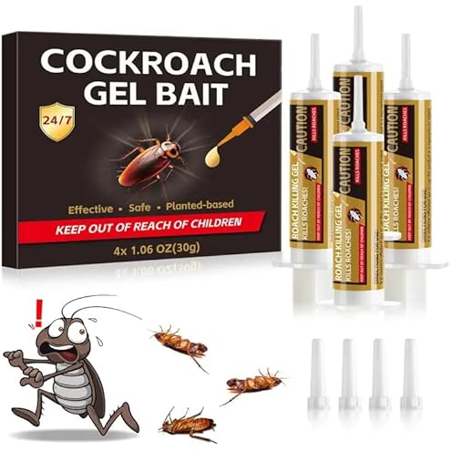 12 Pack Roach Gel Bait for Indoor Use - Cockroach Killer Gel with Easy Placement Stickers, Long-Lasting Mess-Free Formula for Kitchen, Bathroom, Basement & Hidden Areas Pest Control