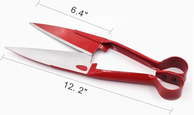 Sheep Shear Grass Shear Alpaca Shears R Shaped Design For Large Thick-Haired Animal Grooming (Red)