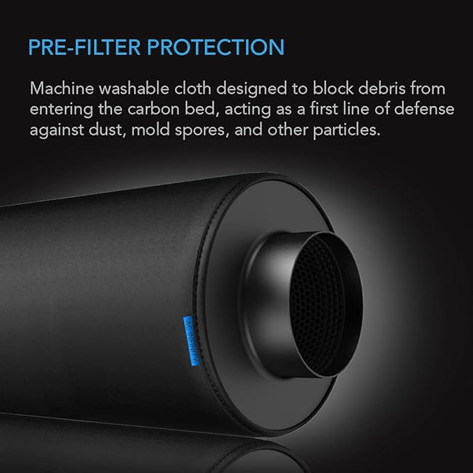 AC Infinity Pre-Filter Cloth 8”, Replacement Inline Filter Sleeve 2-Pack, Fits 8” Carbon Filters for Odor Control in Grow Tents, Indoor Gardening, Hydroponics