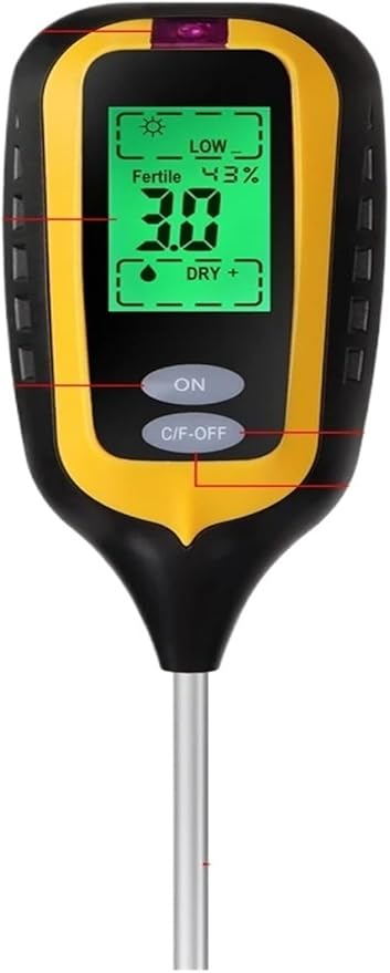 Soil Test kit 6 in 1 Soil PH Meter Fertility Soil Sunlight Ambient Humidity Temp Tester Monitor Detector Garden Soli Analyzer Gardening Supplies