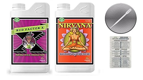 Advanced Nutrients Bud Factor X and Nirvana Bundle with Conversion Chart and 3ml Pipette-4 Liter