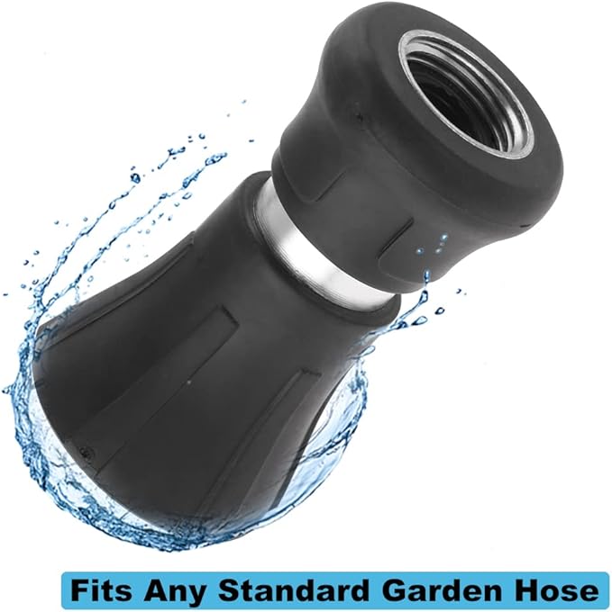 Fireman Hose Nozzle, 3/4" Garden Hose Nozzle, High Pressure Sprayer Nozzle for Car Washing, Patio Cleaning, Watering Lawn and Garden, Universal Fit Garden Hoses Black