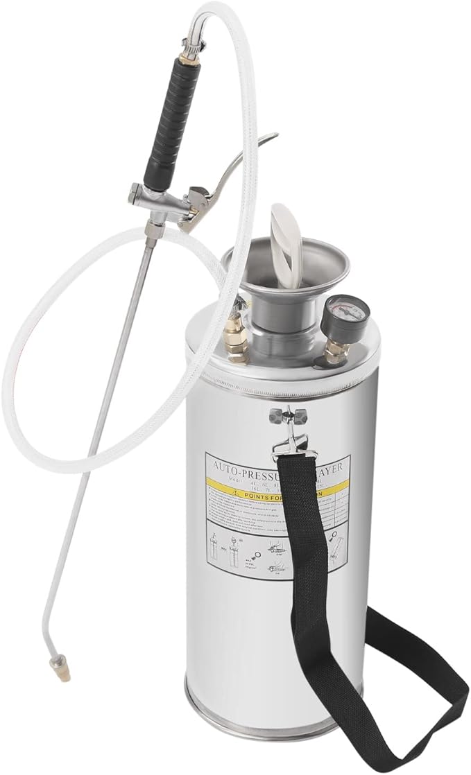 1.5gal Stainless Steel Sprayer, Hand Pump Sprayer with Pressure Gauge & Safety Valve, Stainless Garden Weed Sprayer for Gardening, Lawn, Yard, Indoor and Outdoor Spraying Needs