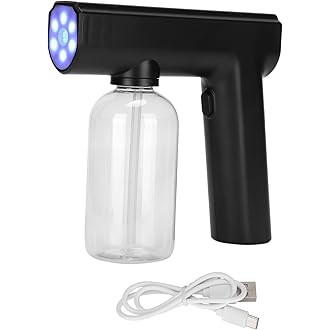 Electric Nanometer Atomizer, Portable Nanometer Mist Sprayer Gun Electric Fogger Cleaning Spray Gun for Home Office School Hotel (Black)