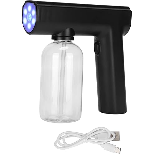 Electric Nanometer Atomizer, Portable Nanometer Mist Sprayer Gun Electric Fogger Cleaning Spray Gun for Home Office School Hotel (Black)