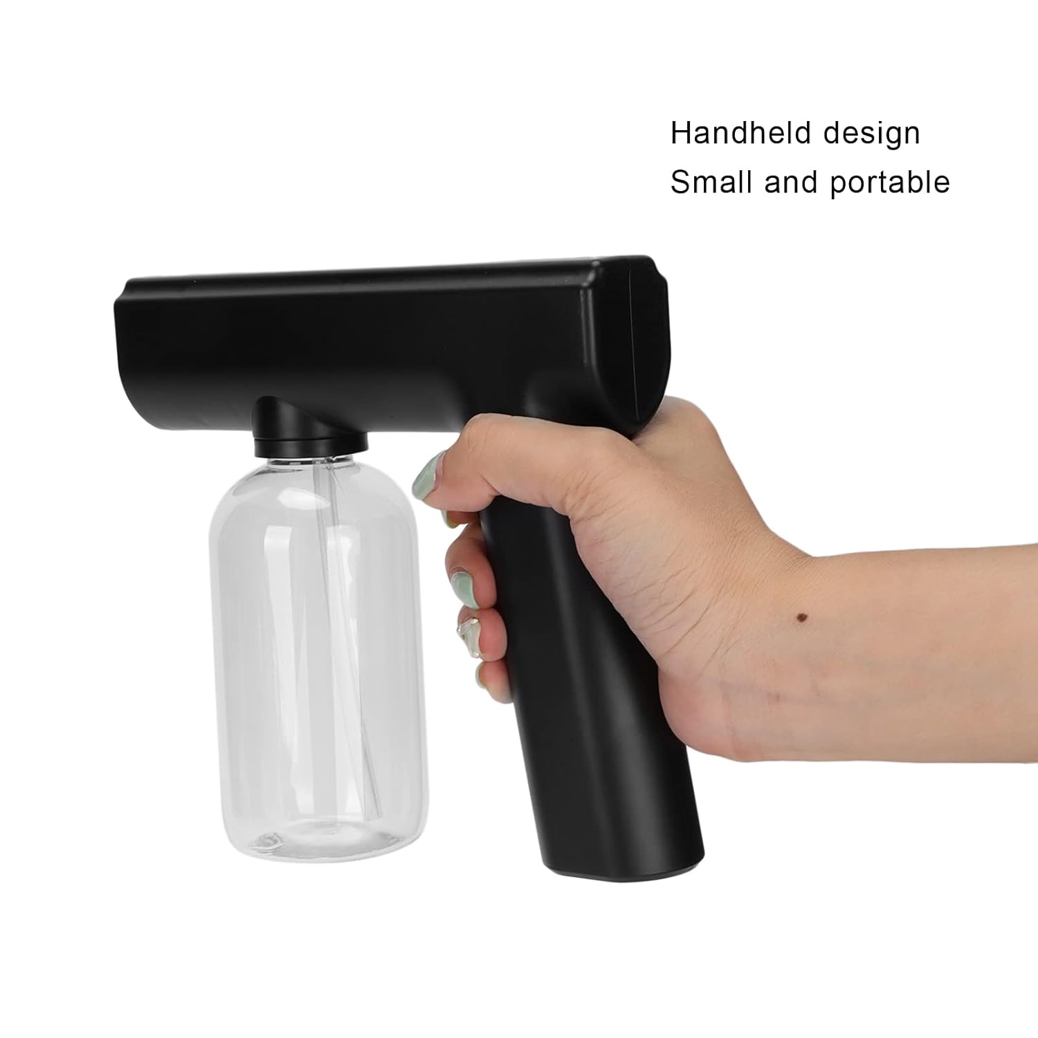 Electric Nanometer Atomizer, Portable Nanometer Mist Sprayer Gun Electric Fogger Cleaning Spray Gun for Home Office School Hotel (Black)
