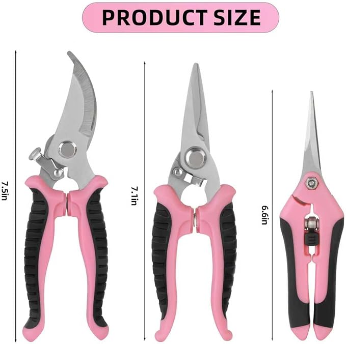 Pruning Shears Garden Scissors Tools: 4pcs Stainless Steel Gardening Clippers for Tree Pole, Hedge, Bonsai, Plants, Vegetable, Gardeners Work Accessories for Flower Arrangement, Yard Landscaping