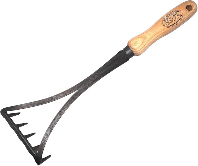 DeWit Bio Rake Cultivator – Garden Hand Tool with Hardened Boron Steel Tines & Ash Hardwood Handle