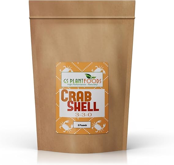 GS Plant Foods Crab Shell Natural Fertilizer, Magnesium & Calcium, Slow Release Micronutrients for Plants, Tomatoes, Flowers & Vegetables 3-3-0, 8 pounds