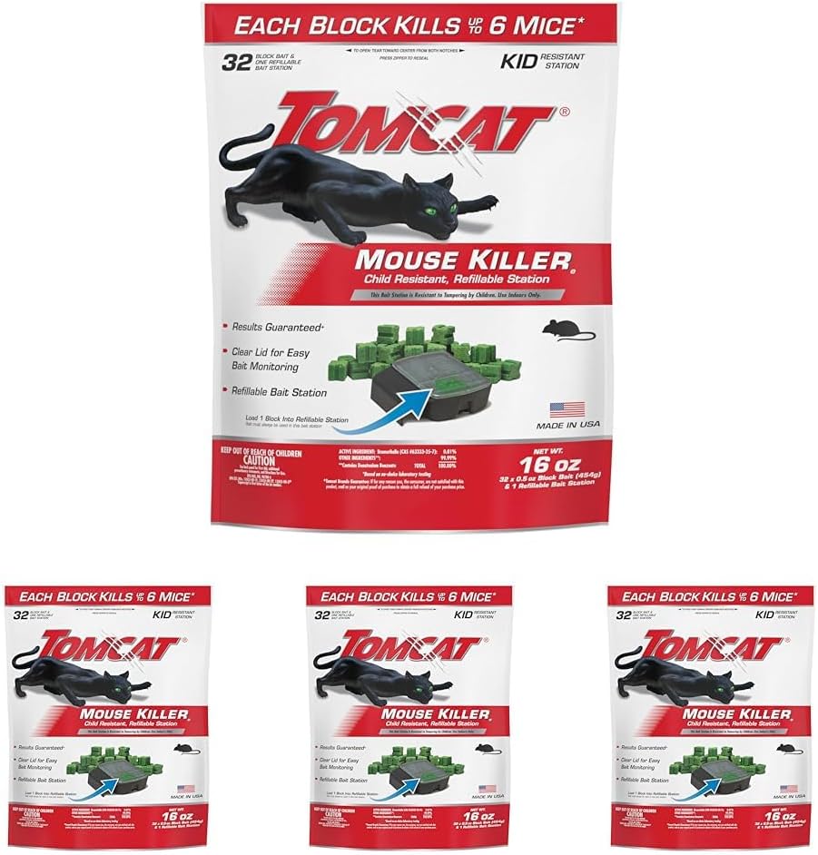 Tomcat Mouse Killer Child Resistant, Disposable Station, 2 Pre-Filled Ready-To-Use Bait Stations