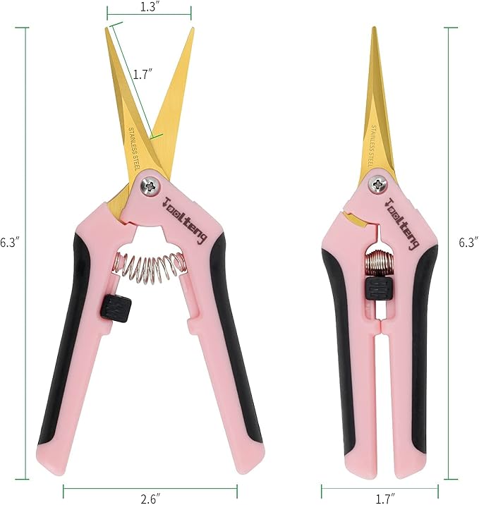 12 Packs Pruning Shears with Curved Blades, Garden Trimming Scissors, Gardening Hand Pruning Snips Titanium Coated Precision Bonsai Pruning Shears, Efficient Flower Cutters (Pink)