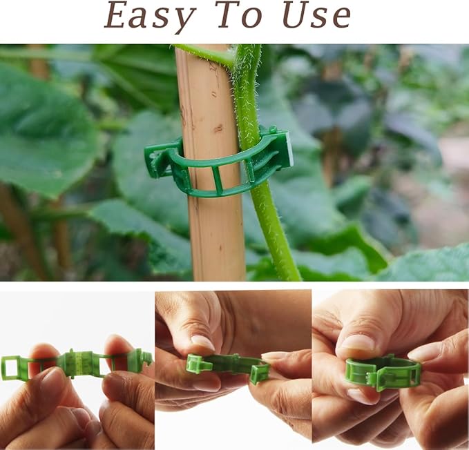 Plant Support Clips, 200 Pcs Tomato Clips, Plastic Trellis Clips, Grape Vine Tomato Vine Vegetables Plants Garden Support Clips to Grow Upright Makes Plants Healthier
