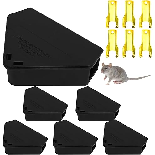 Mouse Bait Station Outdoor Indoor with Keys, Reusable Rat Bait Stations Mice Stations, Friendly to Children and Pets Bait Box for Kitchen Garage Basement Patio (8)