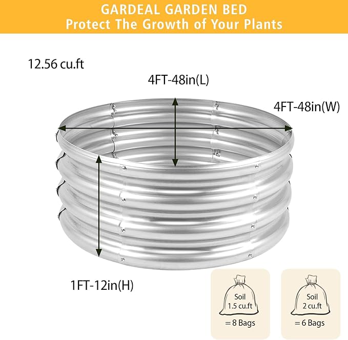Garden Galvanized Raised Garden Bed Kit - Metal Planter Boxes for Vegetables/Herbs/Flowers, Heavy-Duty Steel Outdoor Garden Box with Reinforced Edges(4X4X1FT)