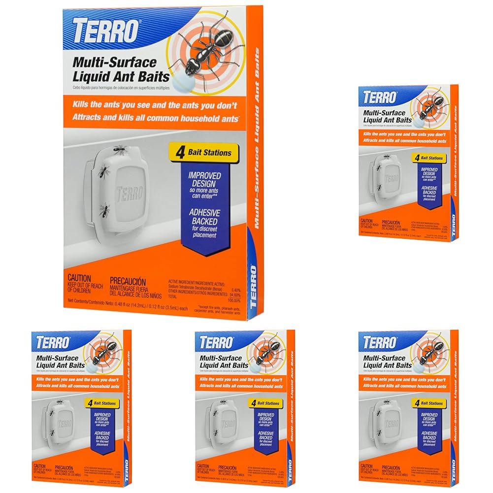 TERRO Indoor Liquid Ant Baits with Adhesive Strips for Discreet Baiting - TERRO Ant Trap and Bait Station - 8 Pack - T334SR