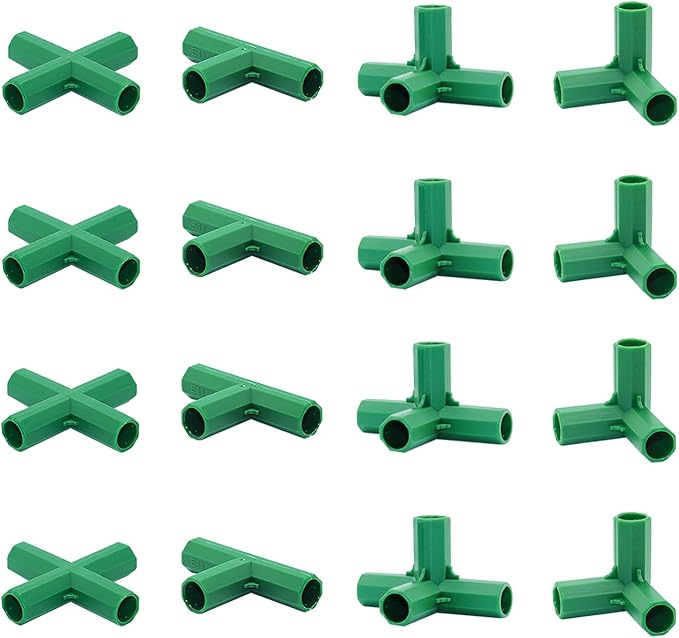 16PCS Fitting 16MM 4 Types Stable Support Heavy Duty Greenhouse Frame Building Connector Suitable for Grape Trellis Sunscreen Shed Gardening