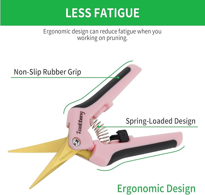 12 Packs Pruning Shears with Curved Blades, Garden Trimming Scissors, Gardening Hand Pruning Snips Titanium Coated Precision Bonsai Pruning Shears, Efficient Flower Cutters (Pink)