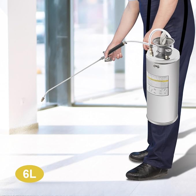 1.5gal Stainless Steel Sprayer, Hand Pump Sprayer with Pressure Gauge & Safety Valve, Stainless Garden Weed Sprayer for Gardening, Lawn, Yard, Indoor and Outdoor Spraying Needs