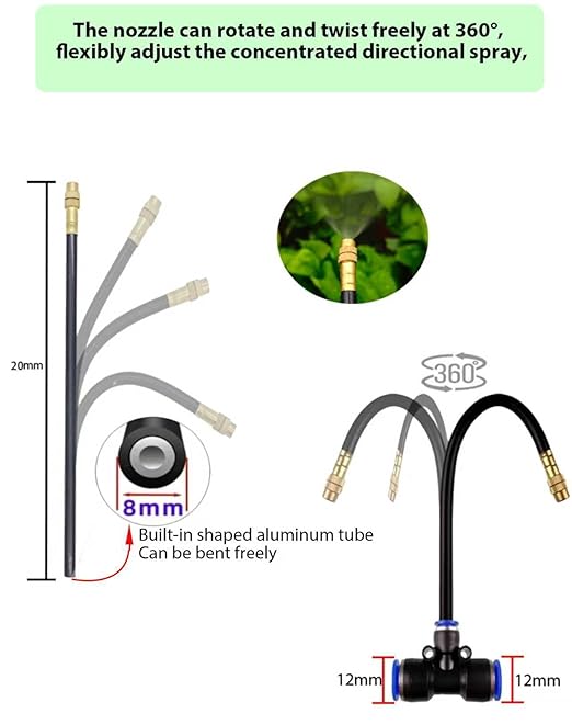 Drip Irrigation System - 360° Adjustable Micro Spray Sprinkler Kit for Garden, Easy Installation No Tools, Fine Mist Watering for Garden Potted Plants, Greenhouse, Patio Watering System