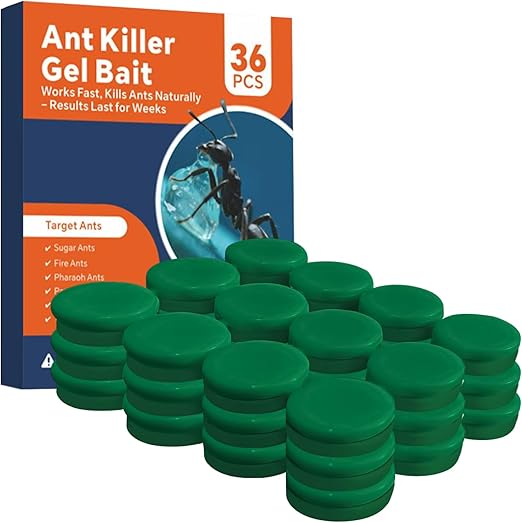 36 PCS Ant Killer Gel Bait Stations, Extra Strengthen Ant Bait Traps, Long-Lasting Effective Pest Gel for Carpenter Ants and Other Common Household Ants, No Mess Easy Use, Safe for Pets and Kids