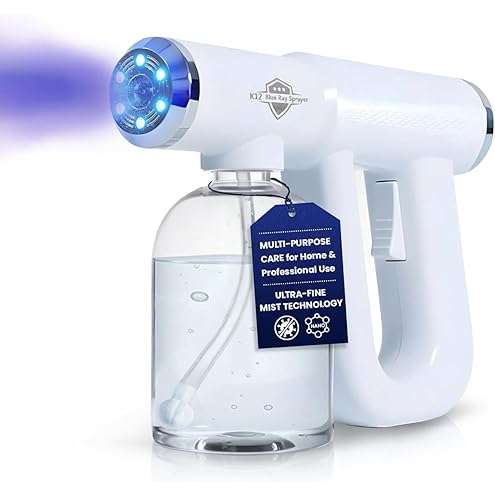 Cordless Disinfectant Fogger Machine with 300ML Tank - 1.5–2M Coverage Portable Barber Spray Gun with 5500 RPM Motor Blue-Light, 1500mAh Battery 55 Minutes Runtime - Handheld Fogger for Home Business