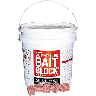 Bait Block Apple Flavor Rodenticide – 4 lb. Pail – Effective Rodent Control Bait Blocks – Long-Lasting and Easy to Use
