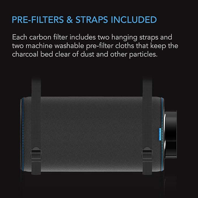 AC Infinity Air Carbon Filter 12" with Premium Australian Virgin Charcoal, for Inline Duct Fan, Odor Control, Hydroponics, Grow Rooms