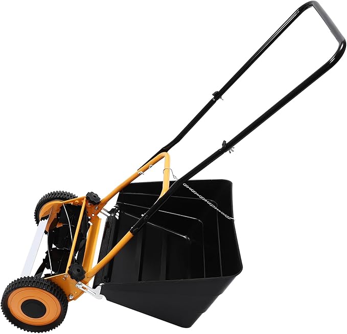 16 Inch Manual Push Reel Lawn Mower, Push Lawn Sweeper with Grass Catcher, Leaf Collector Lawn Sweeper for Villa Yards, Park Greening, Factory Greening, Meadow Forest Garden