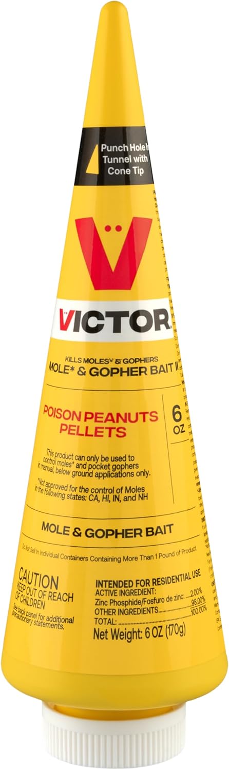 Victor M6006 Outdoor Mole & Gopher Poison Peanuts, Mole and Gopher Killer Bait, 4 Pack