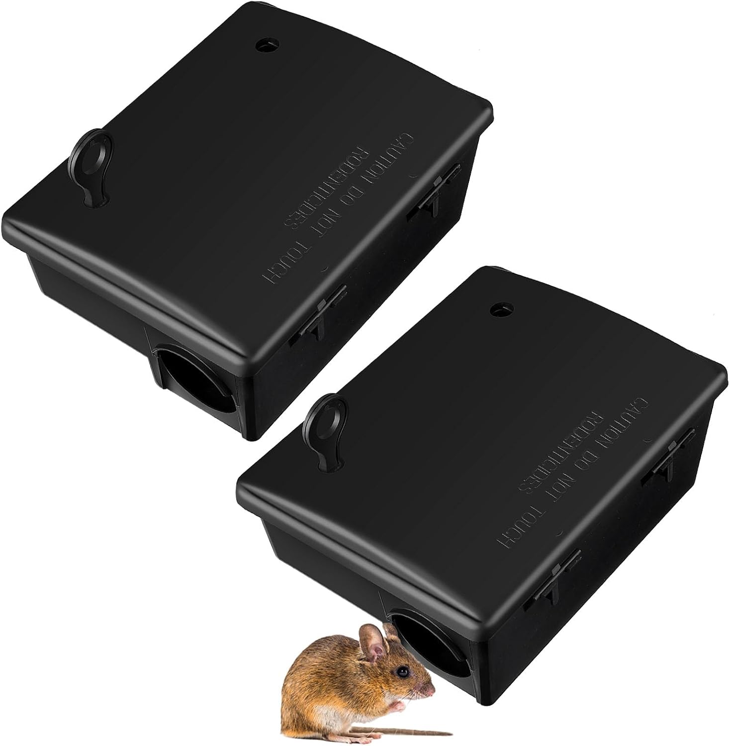 Qualirey 4 Pack Rat Bait Stations Large Rodent with Key Reusable Mouse Stations Mice Blocks Heavy Duty Boxes for Outdoor Rodents Mice Blocks, Bait Not Included, Black (9.8 x 7.5 x 3.9 Inches)