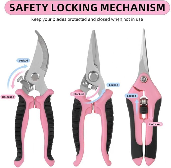 Pruning Shears Garden Scissors Tools: 4pcs Stainless Steel Gardening Clippers for Tree Pole, Hedge, Bonsai, Plants, Vegetable, Gardeners Work Accessories for Flower Arrangement, Yard Landscaping