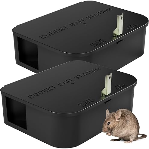 iTrap Mice & Rat Bait Stations – 2 Pack Rodent Control Boxes, Child & Pet-Safe Locking Design, Indoor/Outdoor Use with Mounting Brackets
