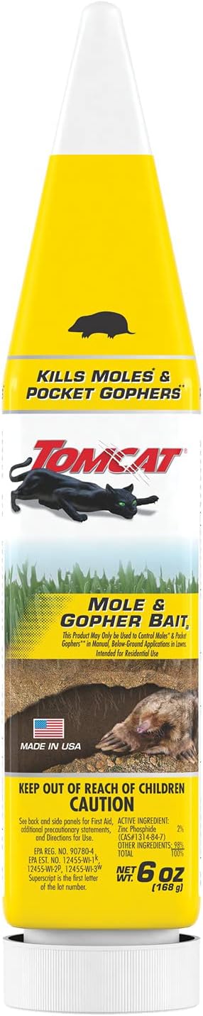 Tomcat Mole Killer(a), Ready-to-Use Worm Bait Strips that Mimic Earthworms, Kills Moles in One Feeding, 10 pk.