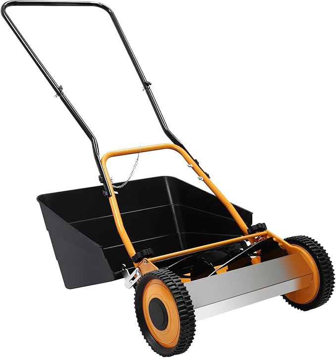 16 Inch Manual Push Reel Lawn Mower, Push Lawn Sweeper with Grass Catcher, Leaf Collector Lawn Sweeper for Villa Yards, Park Greening, Factory Greening, Meadow Forest Garden