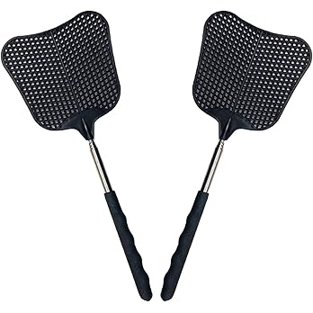 MR.SIGA Heavy Duty Long Handle Fly Swatter, Gray, 6 Pack
