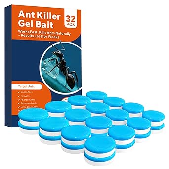 32 PCS Ant Killer Gel Bait Stations, Extra Strengthen Ant Bait Traps, Long-Lasting Effective Pest Gel for Carpenter Ants and Other Common Household Ants, No Mess Easy Use, Safe for Pets and Kids