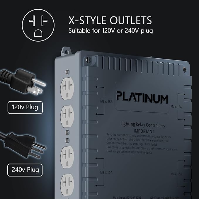 Lighting Relay Controller 8000W 8-Light HID Master Relay Controller w/Trigger Cord for Hydroponics Indoor Grow Lighting (8-Outlet)