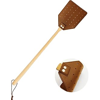 ZOCONE 3 Pack Leather Fly Swatters with Lanyard, Sturdy Fly Swatter Heavy Duty Wood Fly Swatter for Indoors and Outdoors