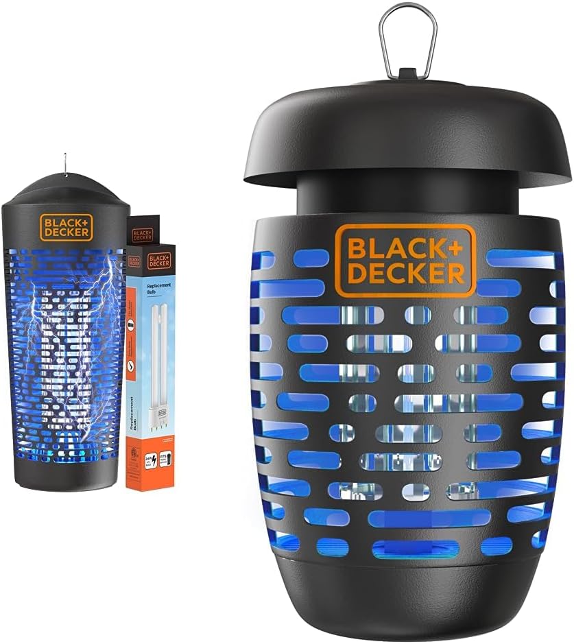 BLACK+DECKER Bug Zapper- Mosquito Repellent & Fly Traps for Indoors- Mosquito Zapper & Killer- Gnat Trap Bug Catcher for Insects Outdoor, Half Acre Coverage & Free Bulb Included