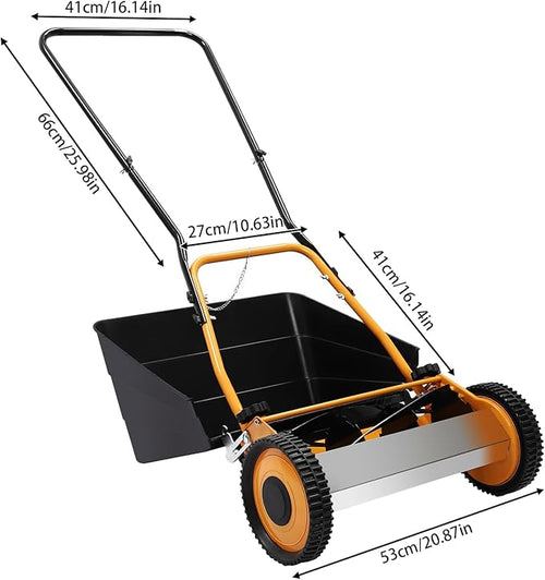 16 Inch Manual Push Reel Lawn Mower, Push Lawn Sweeper with Grass Catcher, Leaf Collector Lawn Sweeper for Villa Yards, Park Greening, Factory Greening, Meadow Forest Garden