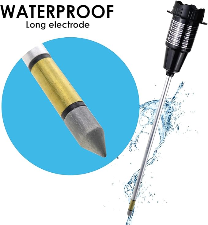 DANOPLUS Soil pH Meter 2 in 1 Soil pH Moisture Tester 12 inches Long Electrode Soil Test Kit for Plant, Garden, Lawn, Farm, Green House