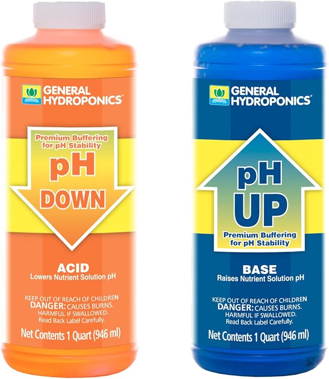 General Hydroponics pH Up and pH Down Liquids - Stabilize Nutrient pH in Hydroponics, 1 qt. Bottles