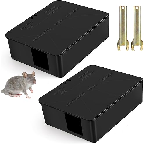 iTrap Mice & Rat Bait Stations – 2 Pack Rodent Control Boxes, Child & Pet-Safe Locking Design, Indoor/Outdoor Use with Mounting Brackets