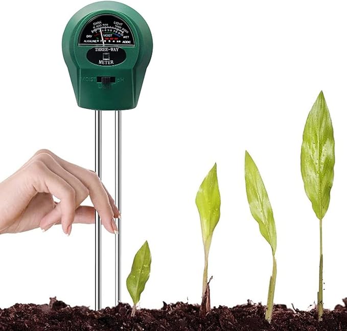 Z/C Soil pH Meter | Soil Tester for Light, pH, Moisture | Multifunctional Soil Meter, Soil Sensor for Plant Lawn Garden Care, Soil Thermometer for Gardening