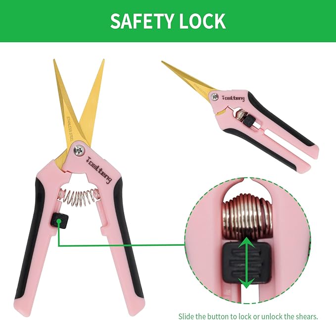 12 Packs Pruning Shears with Curved Blades, Garden Trimming Scissors, Gardening Hand Pruning Snips Titanium Coated Precision Bonsai Pruning Shears, Efficient Flower Cutters (Pink)