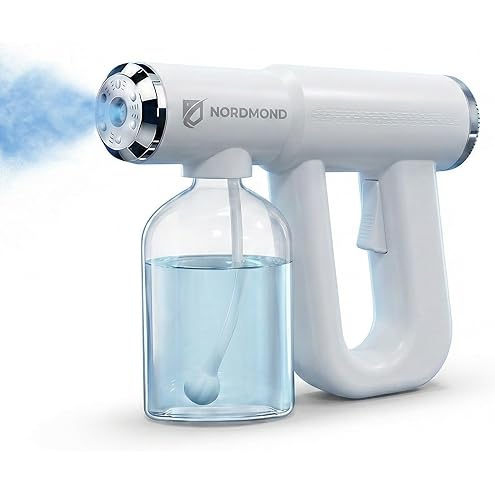 Cordless Disinfectant Fogger Machine with 300ML Tank - 1.5–2M Coverage Portable Barber Spray Gun with 5500 RPM Motor Blue-Light, 1500mAh Battery 55 Minutes Runtime - Handheld Fogger for Home Business